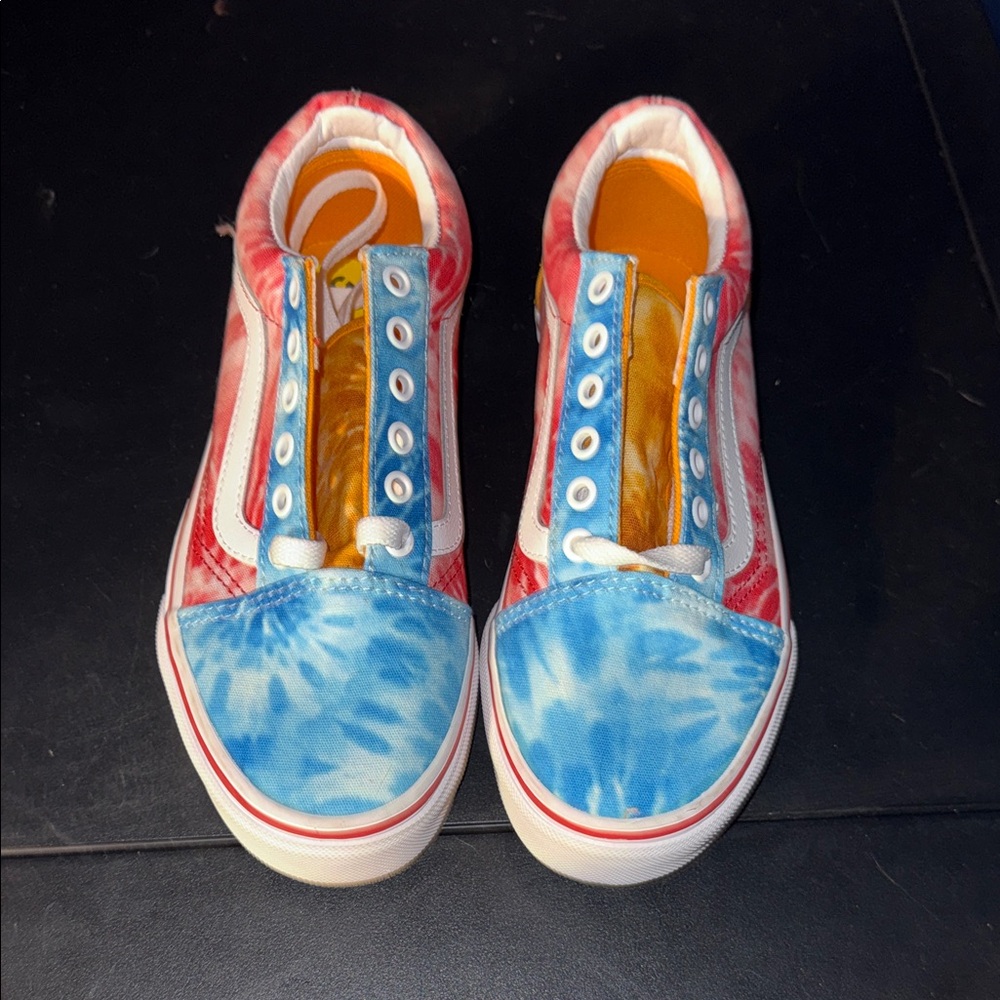 Vans Red and Blue Tie-Dye Shoes